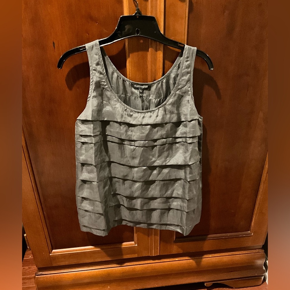 NWT Eileen Fisher Silk Elegant Gray Sleeveless Top Size XSmall
